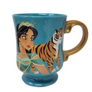 Disney‎ Princess Jasmine Aladdin Coffee Mug Live Action 2019 Footed Blue Rajah